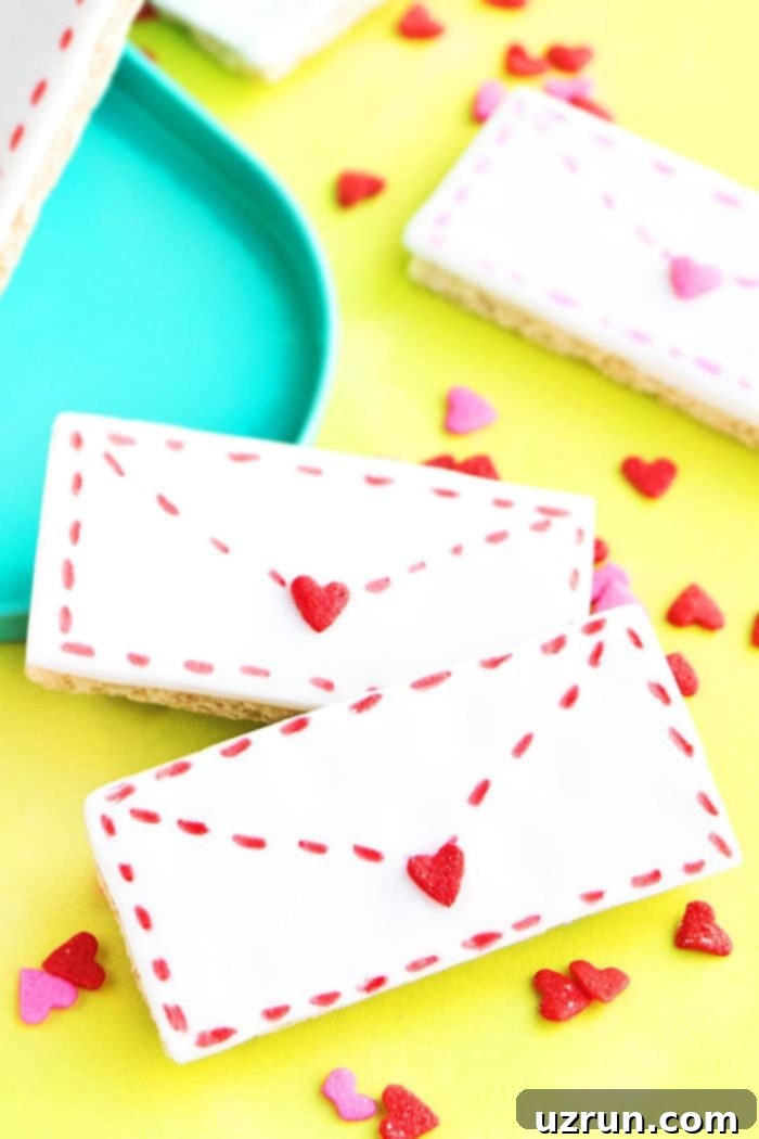 Easy Valentine's Day Cookies (Love Letter Cookies) Placed on Yellow Paper with Heart Sprinkles