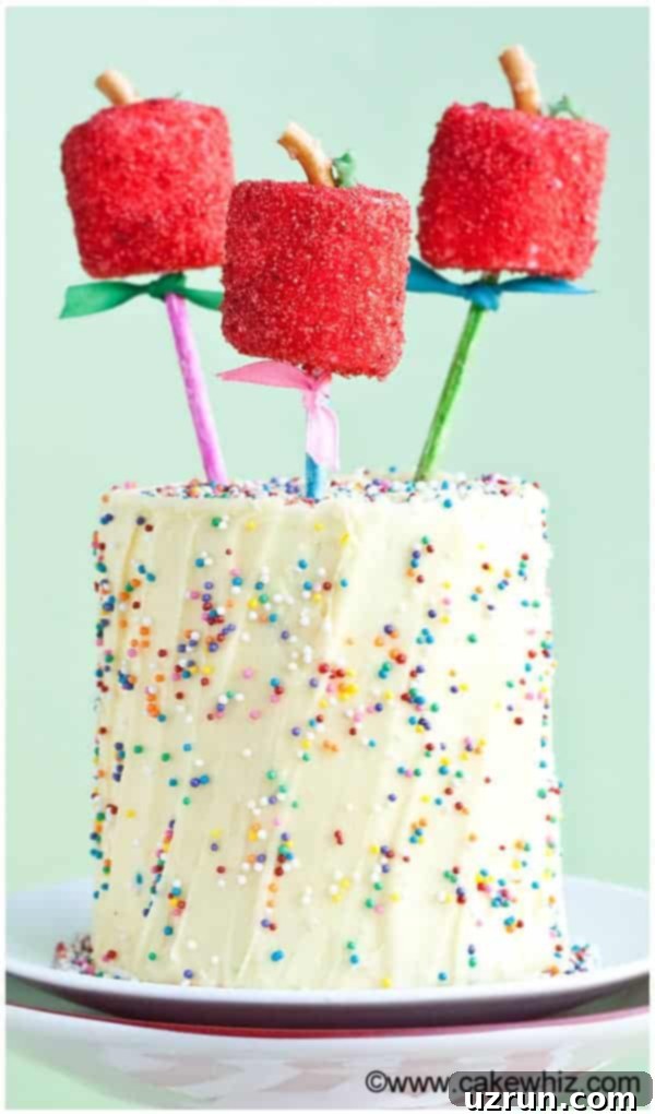 Easy Marshmallow Pops for Any Holiday 8 Iced Yellow Cake With Sprinkles That's Topped With Marshmallow Apples on White Dish