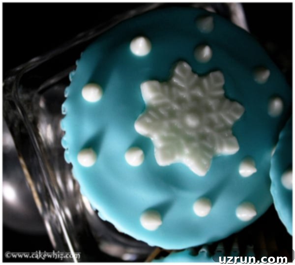 Winter Wonderland Cupcakes 4 Closeup Shot of Chocolate Snowflake Decoration For Winter Wonderland Cupcakes, highlighting the intricate detail and sparkle.