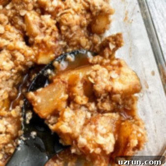 Easy 1-Hour Apple Crisp 5 Best Homemade Apple Crisp in Glass Dish, ready to be served.