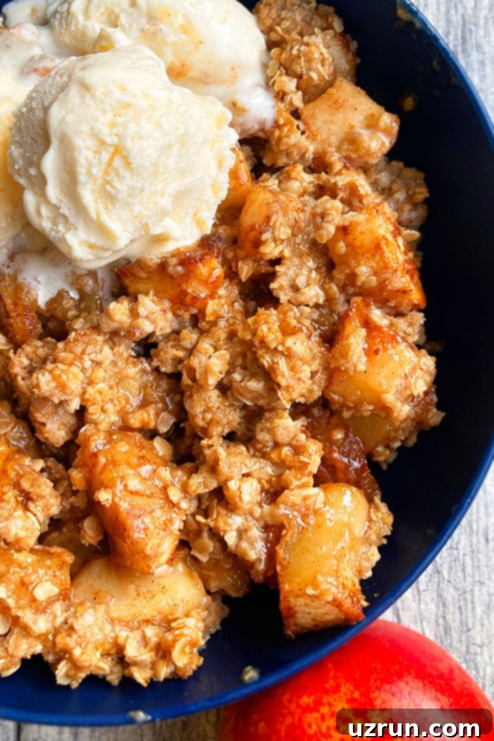The Easiest Apple Cobbler Ever 4 Overhead Shot of Cobbler with Fresh Apples and Crumble Topping