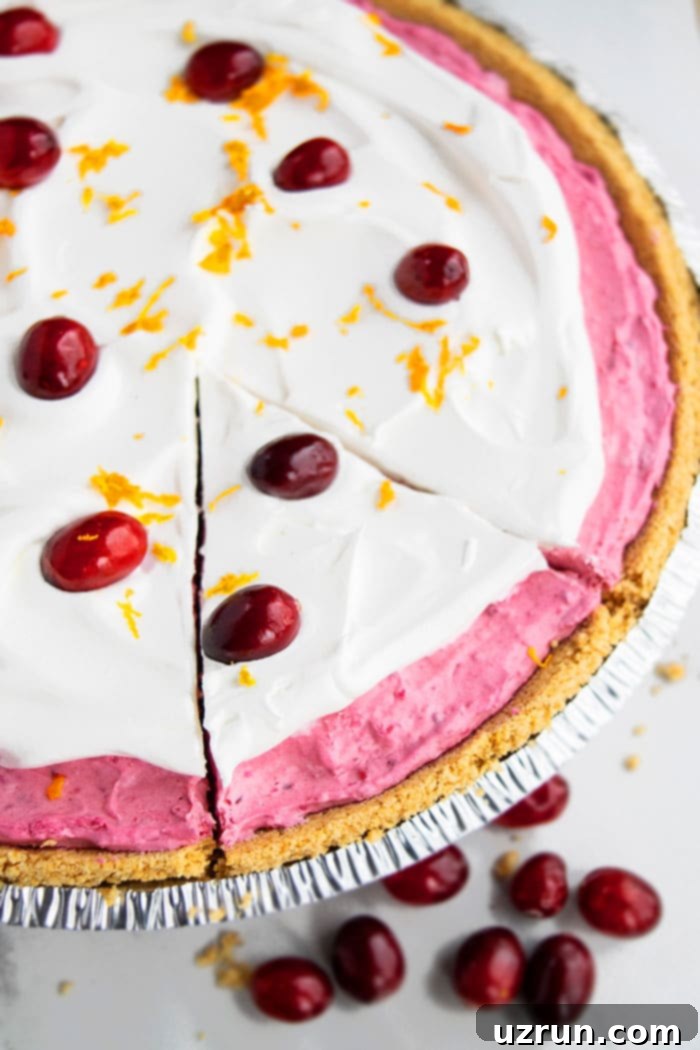 Delightful No Bake Cranberry Pie with Graham Cracker Crust and Orange Zest