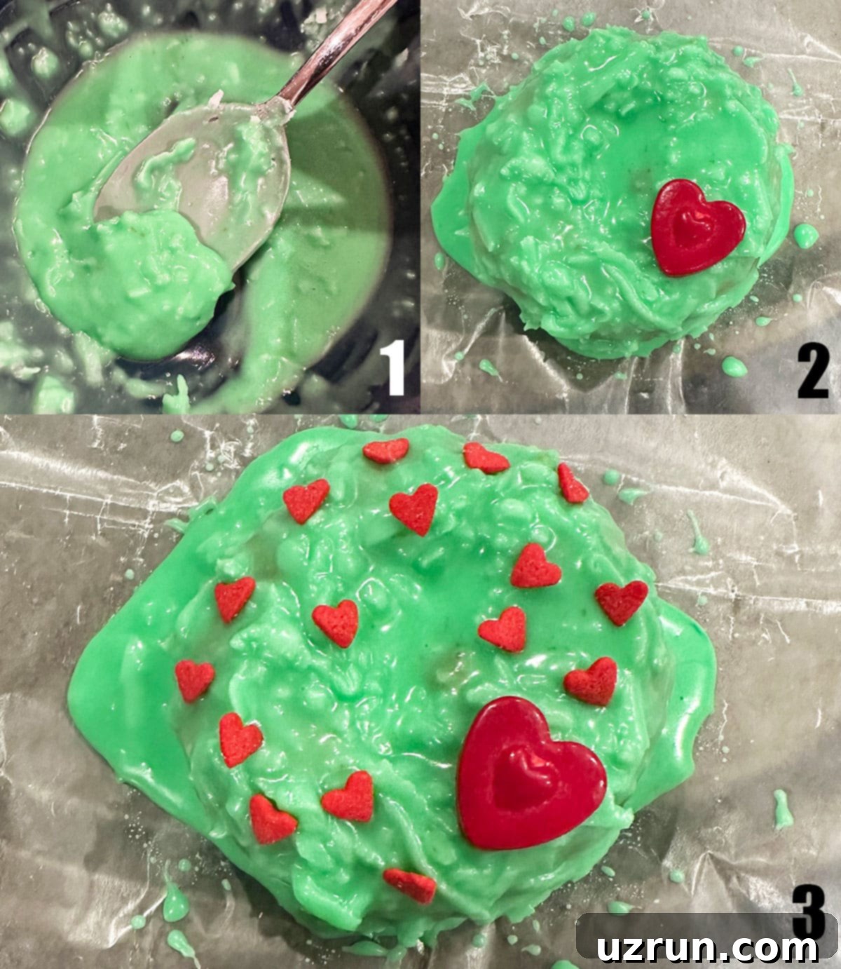 Festive Donut Fun: 6 Easy Designs 11 Collage Image With Step by Step Process Shots on How to Make Grinch Donuts.