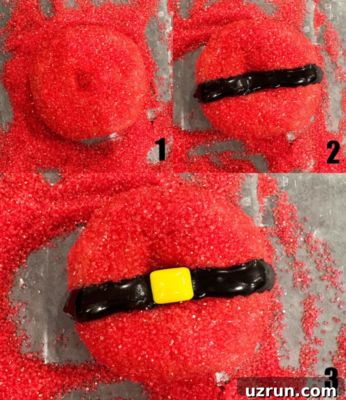 Festive Donut Fun: 6 Easy Designs 4 Collage Image With Step by Step Process Shots on How to Make Santa Donuts.