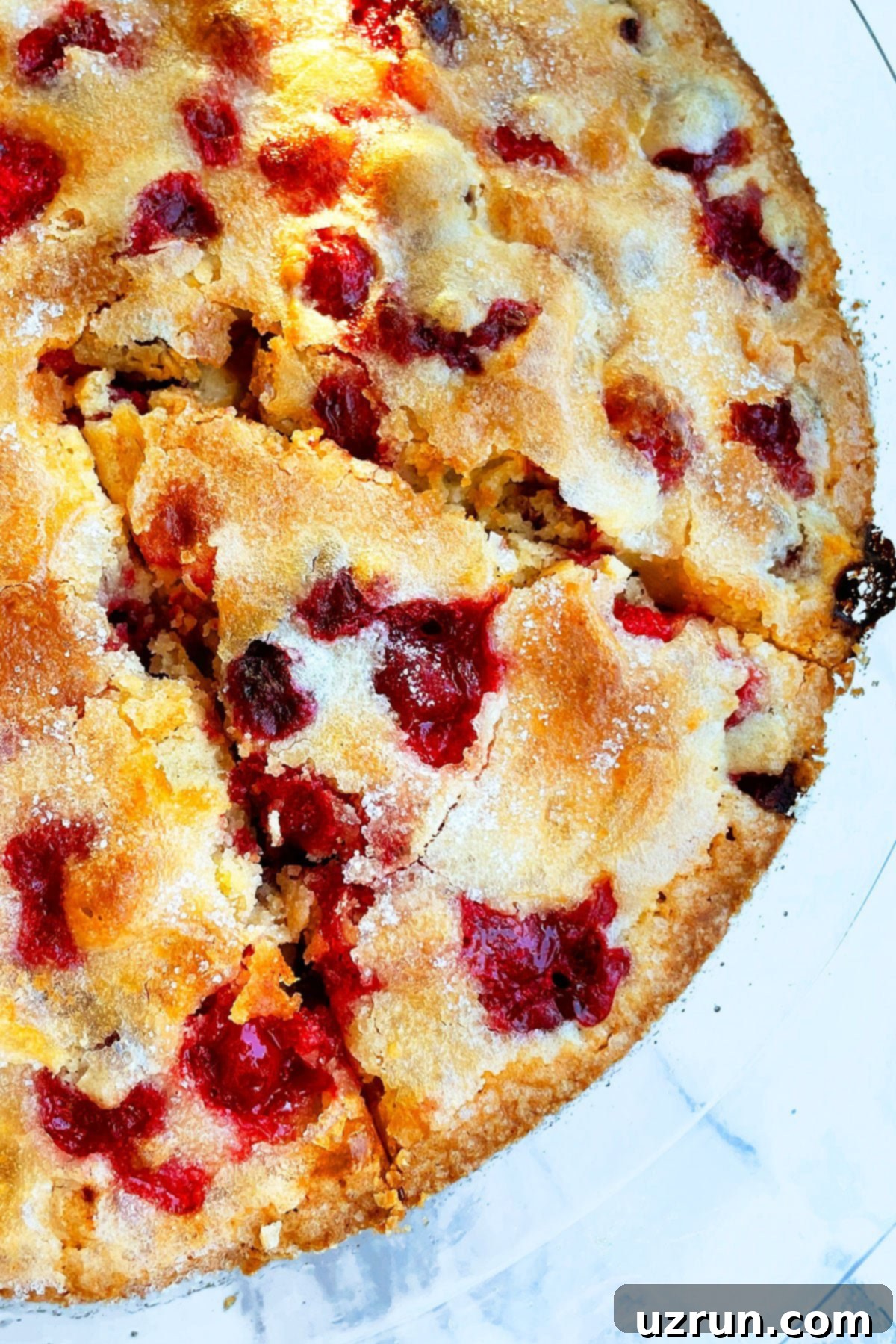 Naked Cranberry Pie 2 Easy Crustless Cranberry Pie in Glass Dish.