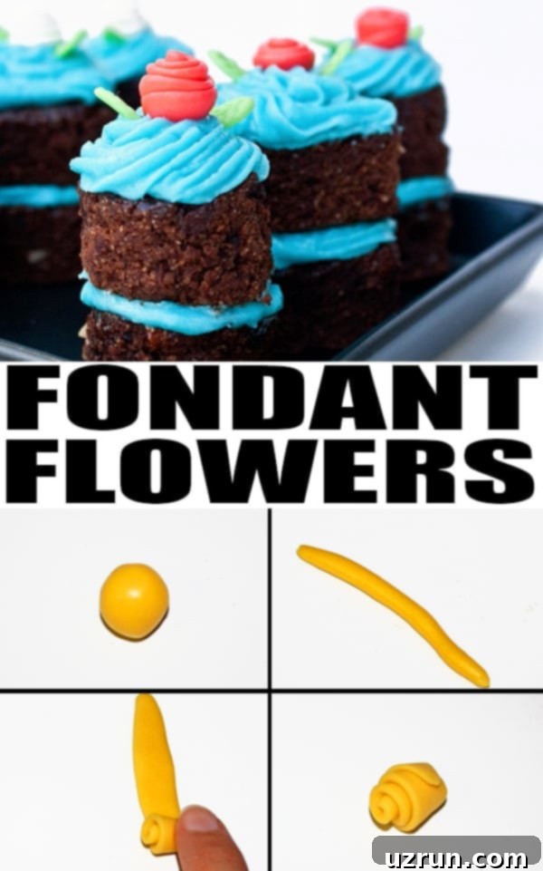 Crafting Simple Fondant Ribbon Roses 6 Collage Image with Step by Step Pictures For How to Make Mini Fondant Flowers