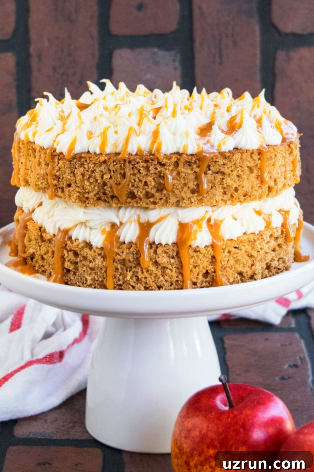 Easy Applesauce Cake With Cake Mix on White Cake Stand