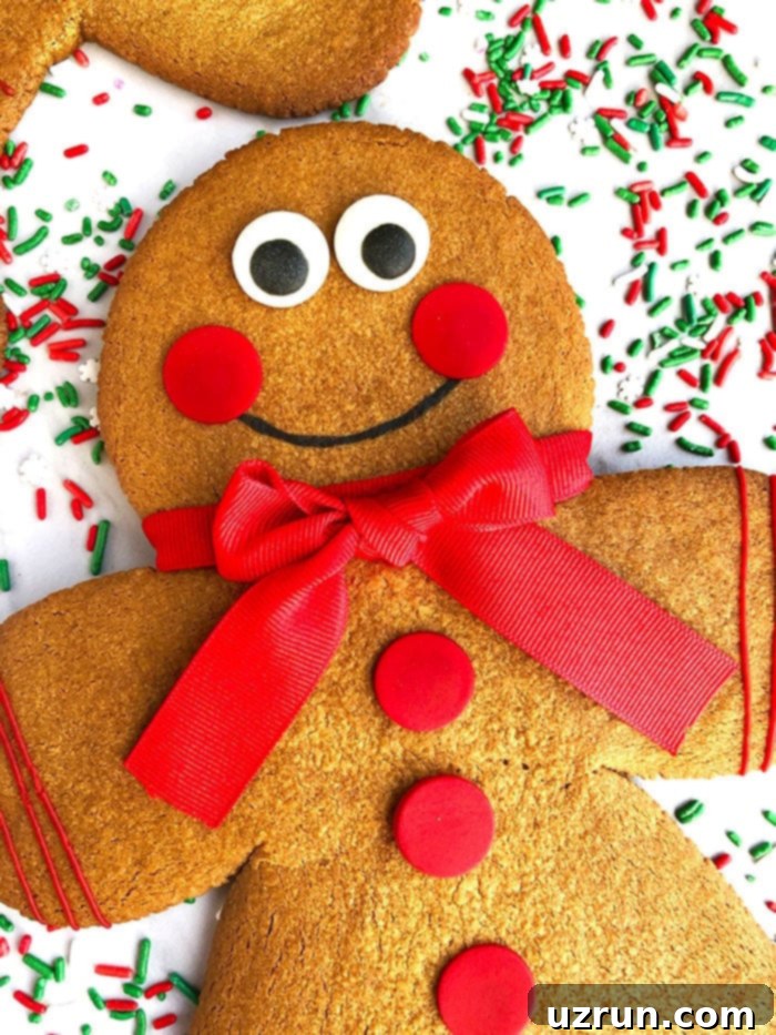 King-Sized Gingerbread Men 3 Closeup Shot of Cut Out Gingerbread Cookies With Cake Mix, Placed on White Background