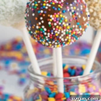 Bite Sized Bliss Creating Cake Pops and Cake Balls 7 Easy Homemade Cake Pops in Glass Jar of Sprinkles.