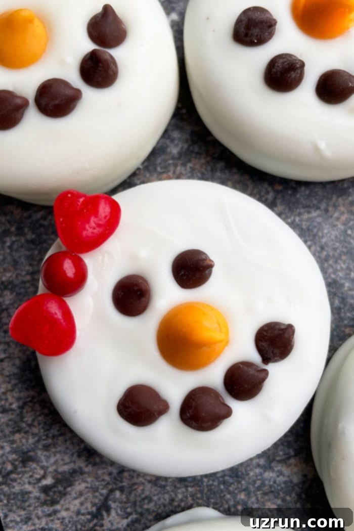 Easy Snowman Cookies on Rustic Gray Background