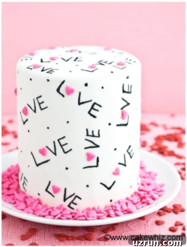 Easy Love Cake on White Plate with Pink Background