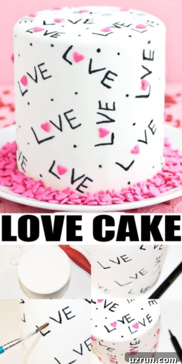 Easy Love Cake for Valentine's Day 4 Collage Image with Step by Step Process Shots For Homemade Love Cake