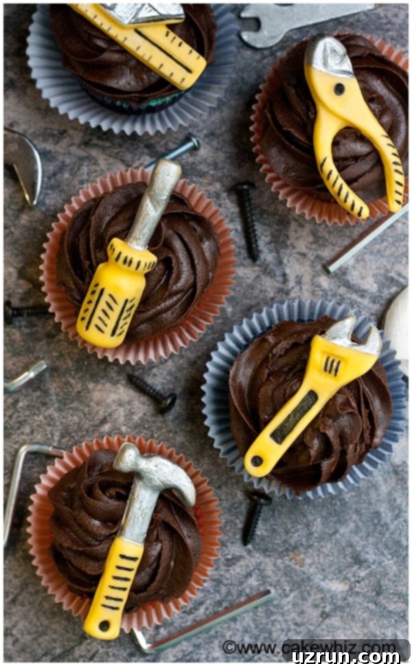Father's Day Cupcakes on Rustic Gray Background