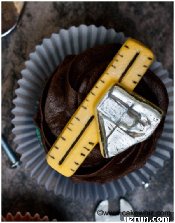 Dad's Tool Belt Cupcakes: A Father's Day Treat 8 Decorated Cupcakes for Dads and Fathers on Rustic Gray Background