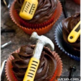 Dad's Tool Belt Cupcakes: A Father's Day Treat 9 Happy Father's Day Cupcakes on Rustic Gray Background