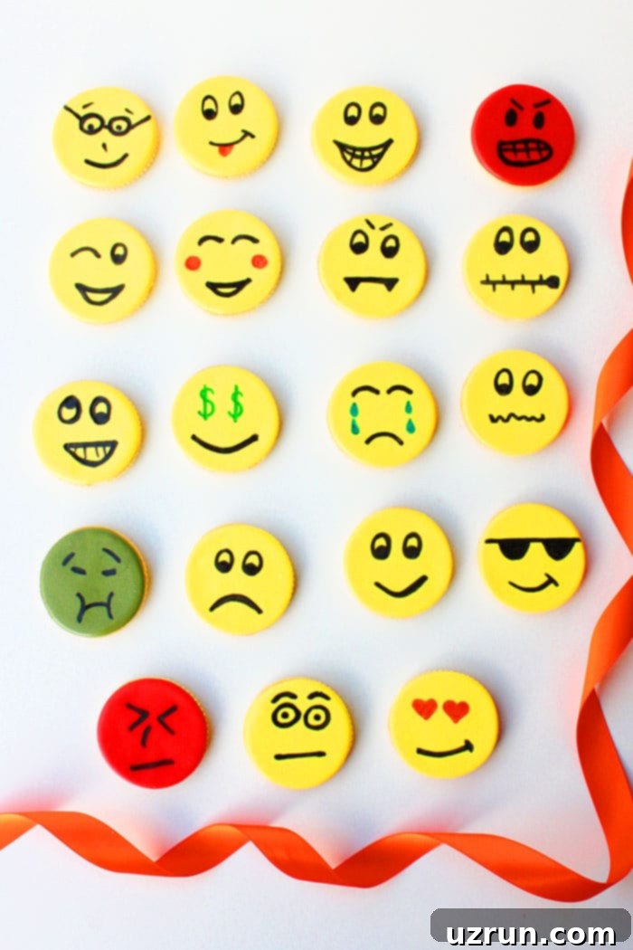 Emoji Cookies 6 Variety of Easy Emoji Cookies Displayed on White Background