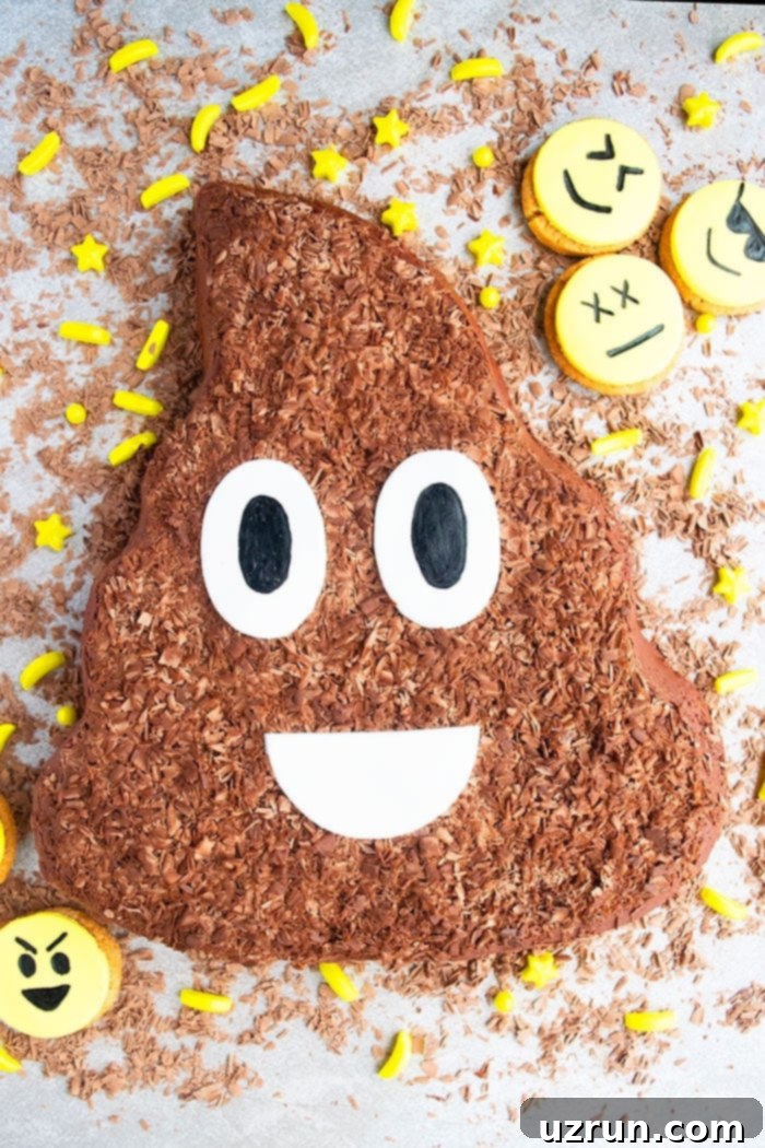 Easy Emoji Cake on Gray Background With Emoji Cookies