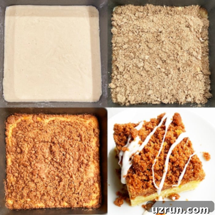 Effortless Cake Mix Crumb Cake 5 Collage Image With Step By Step Pictures on How to Make Crumb Cake With Cake Mix