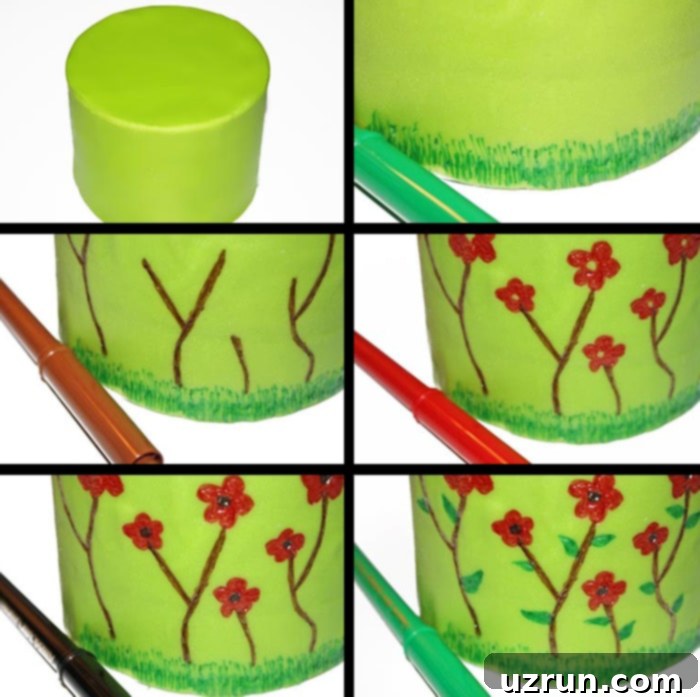 Spring Bumblebee Cake 5 Collage Image With Step by Step Process Shots on How to Make Bumblebee Cake or Spring Cake.