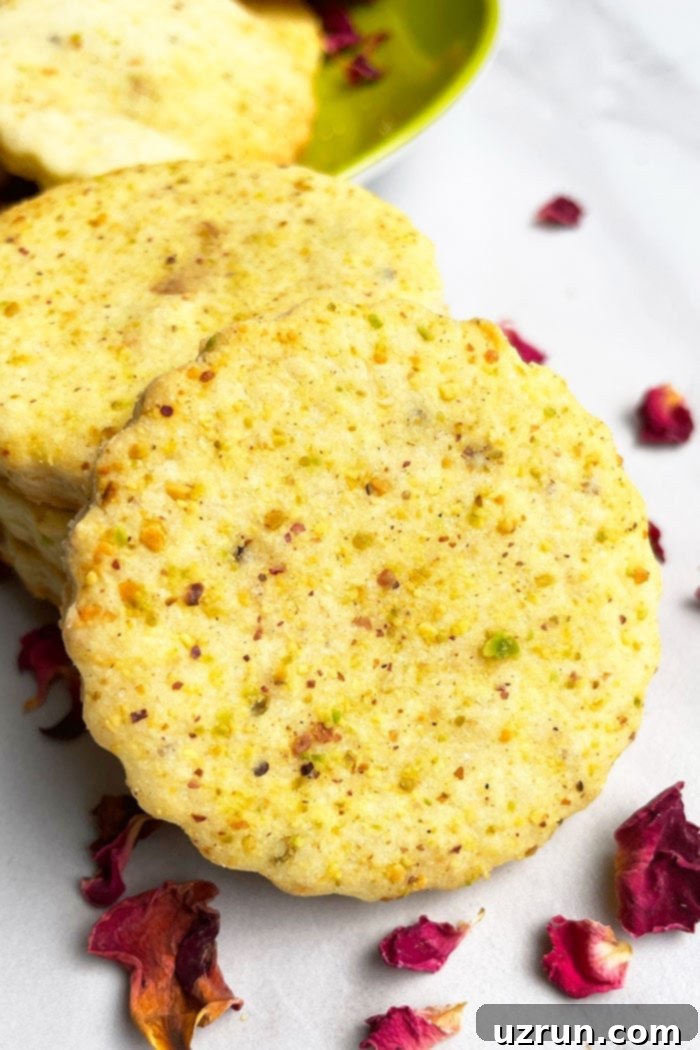Easy Cut Out Pistachio Cookies on White Background 