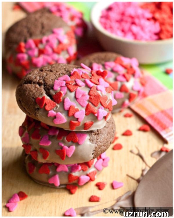 Chocolate Cake Mix Cookies Your Way 4 Stack of Chocolate Cookies on Wood Table