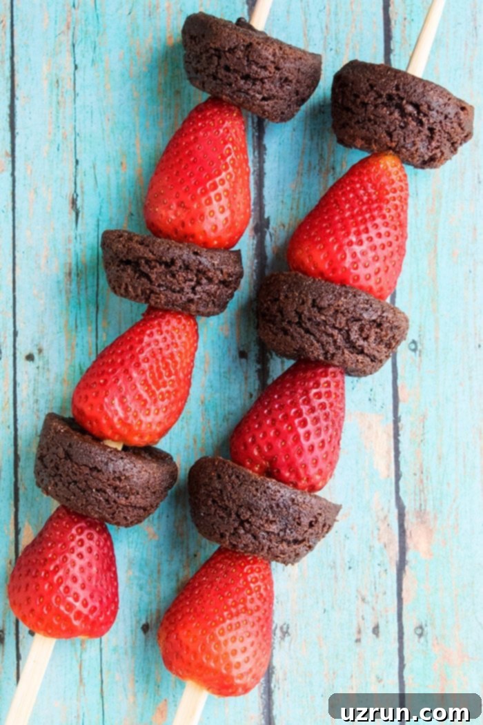 Easy Fruit Kabobs For Kids on Rustic Blue Background