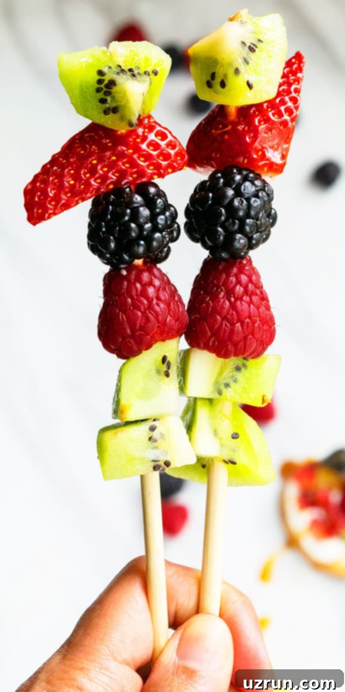 Simple Fruit Skewers 4 Easy Fruit Kebabs on White Background