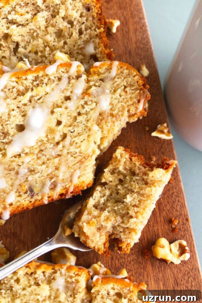 Easy Cake Mix Banana Bread 4 Fork Full of Cake Mix Bread- Closeup Shot