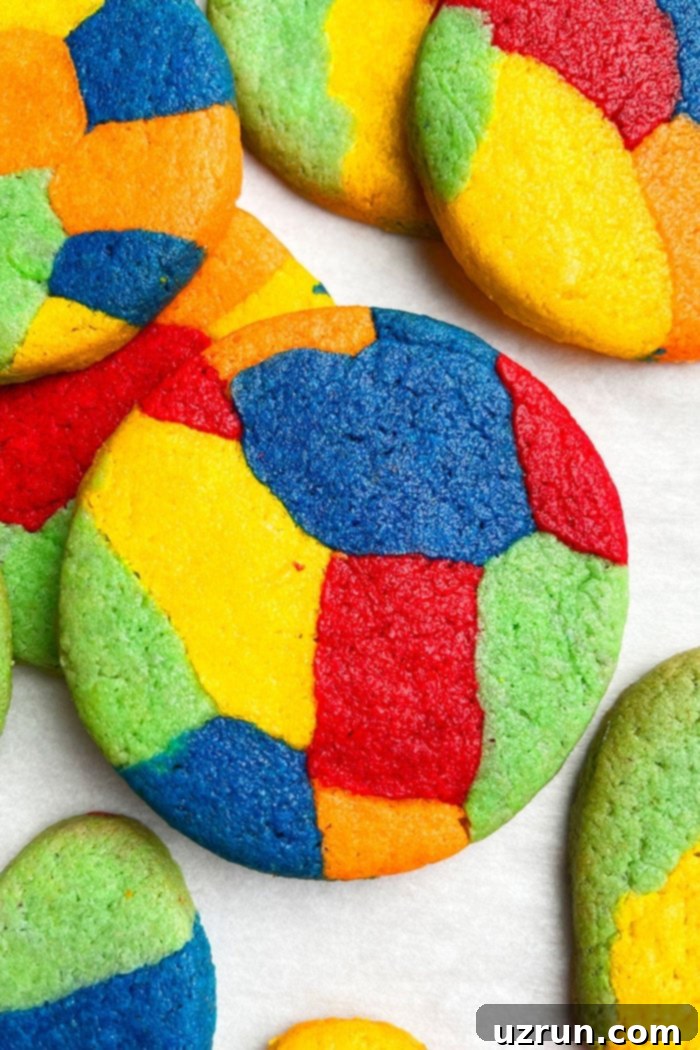 Rainbow Sugar Cookies 3 Easy Rainbow Sugar Cookies on White Background- Closeup Shot
