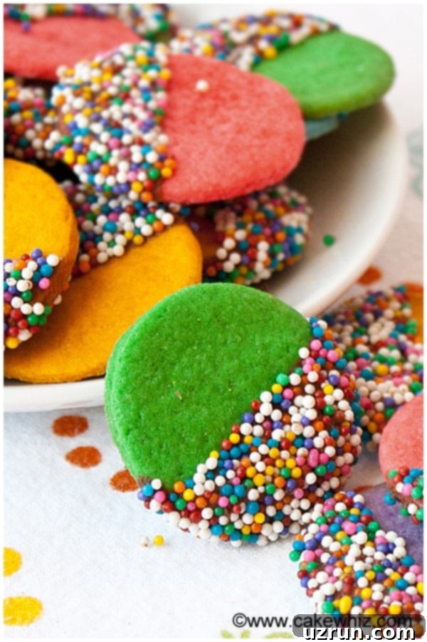 Rainbow Sugar Cookies 4 Cut Out Rainbow Biscuits on Colorful Background