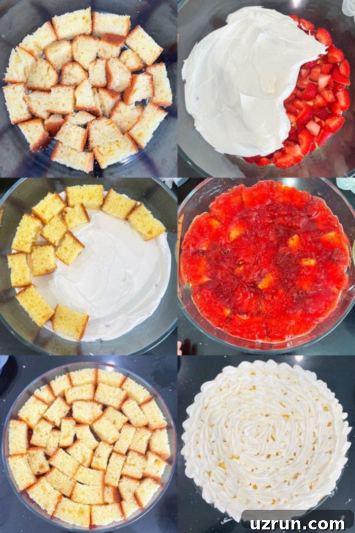 Easy English Christmas Trifle 5 Collage Image With Process Shots on How to Make Homemade Trifle