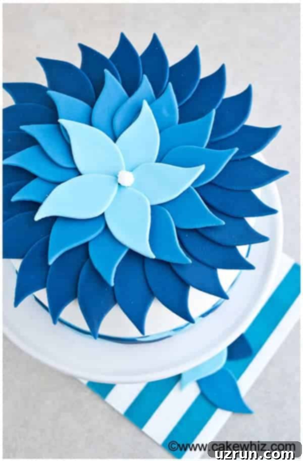 Crafting the Perfect Blue Ombre Cake 3 Easy Ombre Cake Decorated With Blue Fondant on Light Gray Background