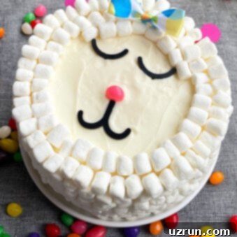 Easy Marshmallow Lamb Cake 6 Easy White Marshmallow Easter Lamb Cake Without Mold on Gray Background With Jelly Beans