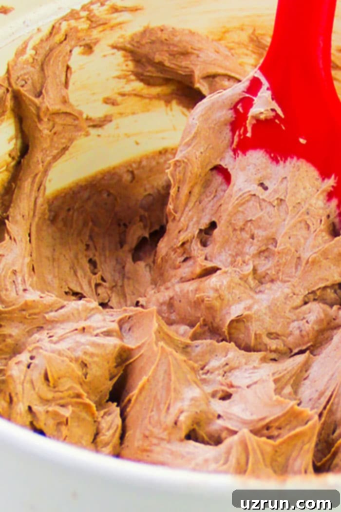 3-Ingredient Chocolate Whipped Cream 3 Spatula full of Whipped Chocolate Frosting or Icing- Closeup Shot