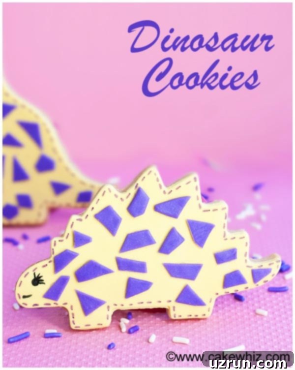 Roarsome Easy Dinosaur Cookies 4 Easy Homemade Decorated Dinosaur Biscuits on Pink Background