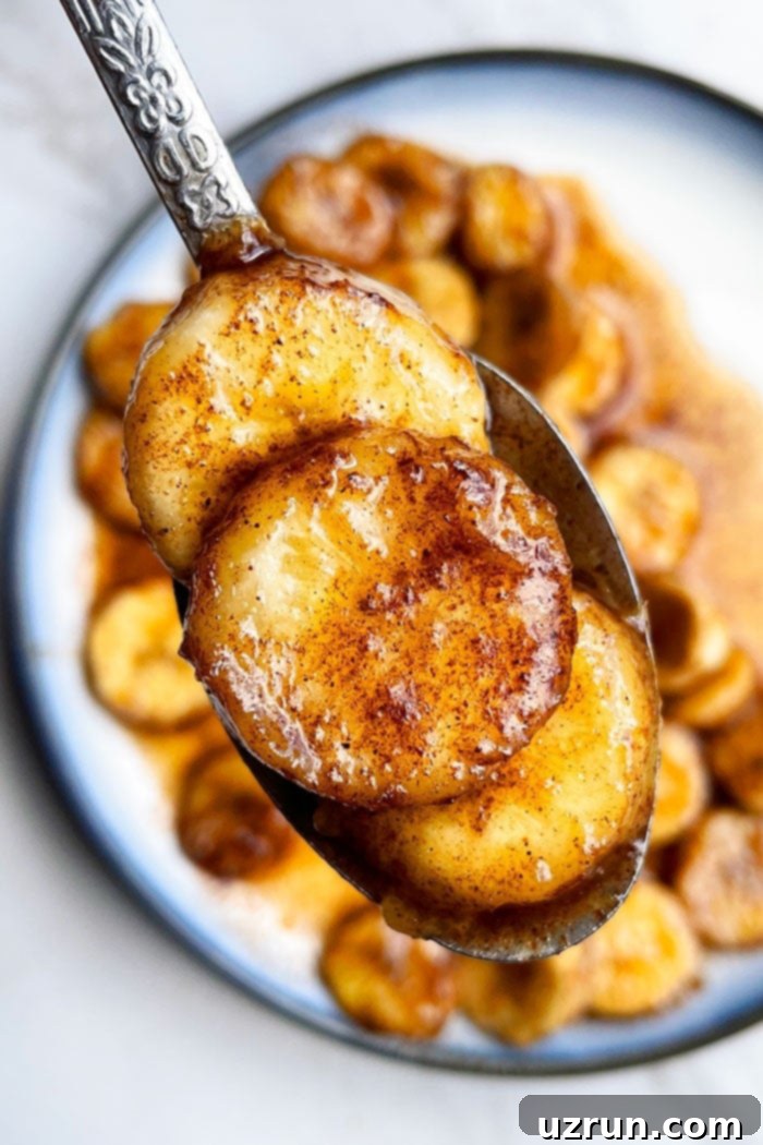 Easy Cinnamon Caramel Bananas 4 Spoonful of Cinnamon Bananas- Closeup Shot