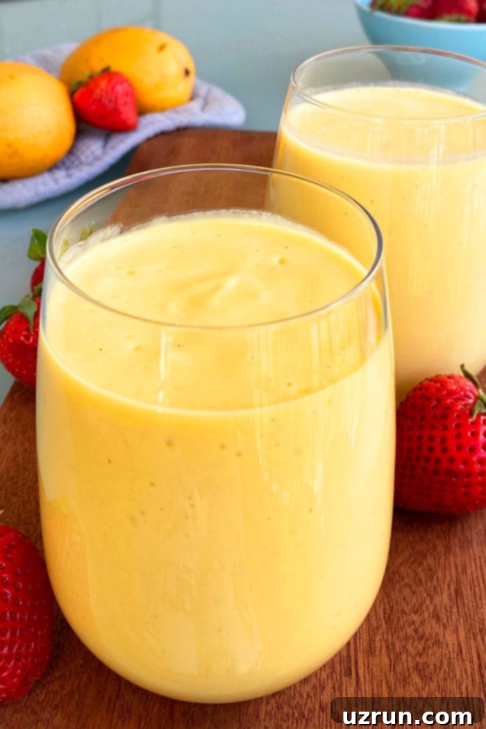 Easy Indian Mango Lassi With Mango Pulp in Glass Cup