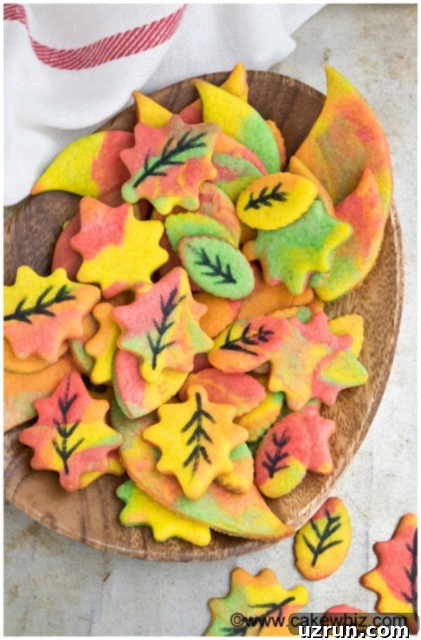 Easy Fall Cookies on Wood Dish With Rustic Gray Background