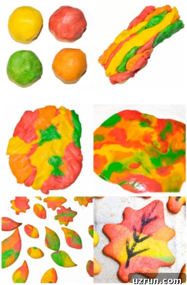 Simple Autumn Leaf Cookies 5 Collage Image With Step by Step Pictures on How to Make Easy Fall Leaf Cookies