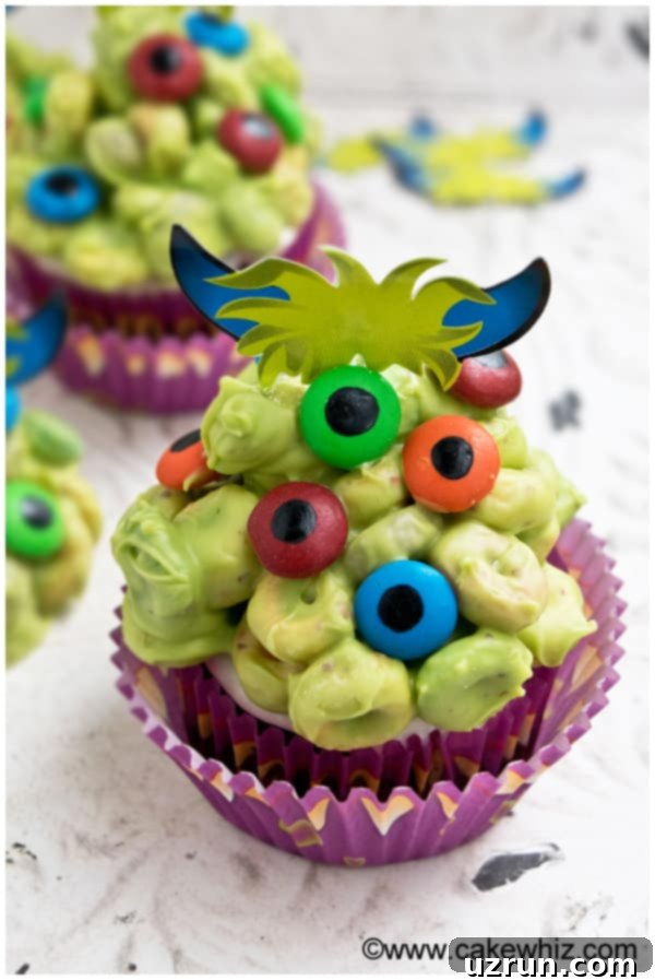 Easy Halloween Monster Cupcakes 3 Easy Homemade Halloween Cupcakes - Overhead Shot