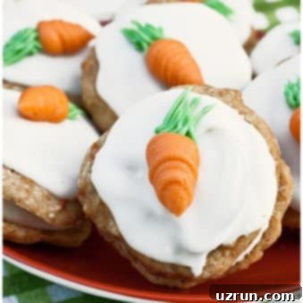 Easy Carrot Cake Cookies With Cream Cheese Frosting in Red Plate- Closeup Shot