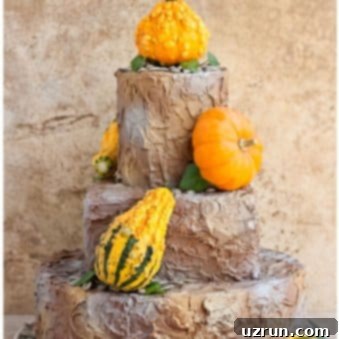 Easy Rustic Tiered Cake 5 Easy Rustic Cake With Small Gourds on White Dish
