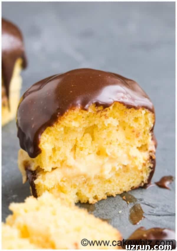 Crafting Cupcakes with Irresistible Fillings 7 Boston Cream Pie Cupcakes Filled With Custard or Vanilla Pudding on Gray Background