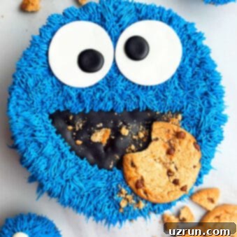 Cookie Monster Cake 6 Easy Cookie Monster Cake (Sesame Street Cake) on White Background