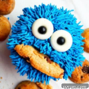 Cookie Monster's Nom Nom Cupcakes 6 Easy Cookie Monster Cupcakes With Buttercream Icing (Sesame Street Cupcakes) on White Background