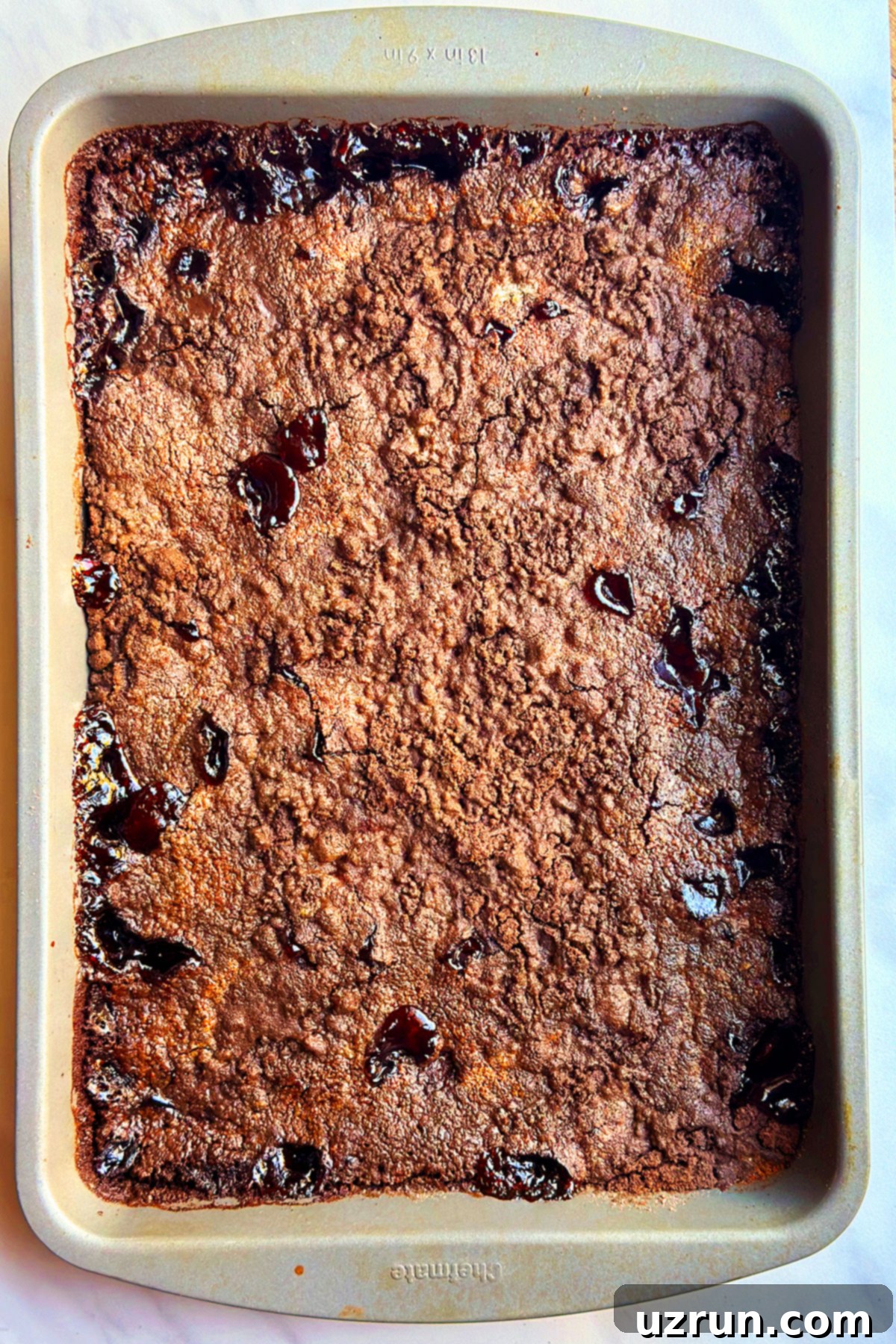 Effortless Chocolate Cherry Dump Cake 6 Chocolate Cake Fresh Out of Oven in 9x13 Pan
