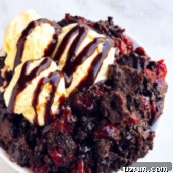 Effortless Chocolate Cherry Dump Cake 7 Easy Chocolate Cherry Dump Cake With Cake Mix on White Dish