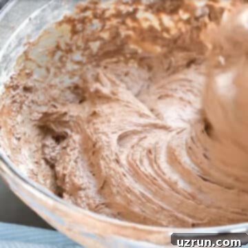 Fluffy Sugar-Free Chocolate Cupcakes 9 Chocolate cupcake batter in glass bowl.