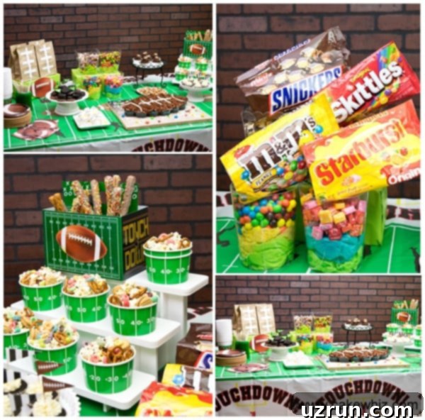 Touchdown Treats: Football Party Cake and Cupcakes 4 Collage Image With Football Dessert Table