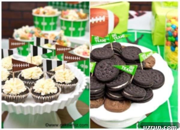 Touchdown Treats: Football Party Cake and Cupcakes 7 Collage Image of Football Party Food